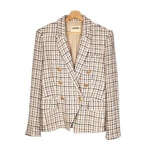 L'Agence Kenzie Blazer Tweed Double Breasted Gold Buttons Ivory Multi Size 8